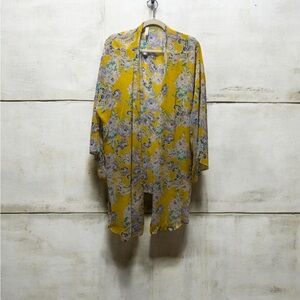 Emerald Floral Yellow Kimono